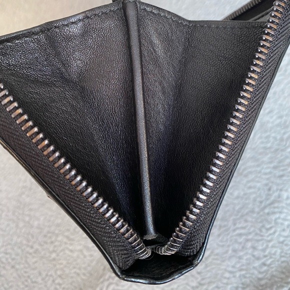 AUTHENTIC JIMMY CHOO ZIPPER LONG WALLET BLACK LEATHER - Picture 7 of 16